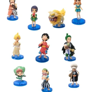 chibi-style figurines - One Piece - Wano Country arc, Luffy, Zoro, Sanji, chopper,law,kinemon,tama,komachiyo,nami,ussop. Set of 10pc