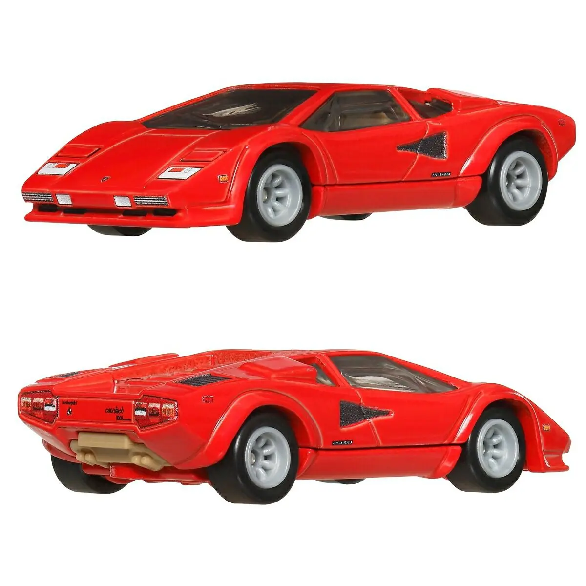 Hot Wheels Premium 2-Pack: Lamborghini Countach LP5000 QV in red and Lancia Stratos Zero in silver with Real Riders, metal body and base plate. The whole in a large blister pack. Scale 1:64 - Image 3