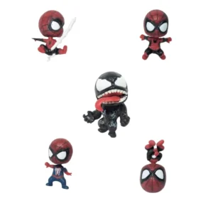 Spiderman and Venom Set Mini Figure Set Kids Edition for Car Dashboard, Decoration, Cake, Office Desk & Study Table (5cm) Set of 5