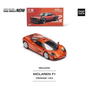 MCLAREN F1 ORANGE S34 1:64 SCALE POP RACE